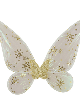 圣诞节雪花蝴蝶奇妙仙子幻彩闪亮天使翅膀套装舞台表演出游玩道具