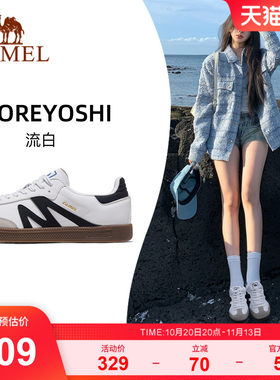 骆驼复古板T头鞋平底小白鞋女