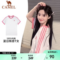 駱駝短袖夏日純棉T神運動T恤女寬松圓領(lǐng)半袖情侶美式復(fù)古休閑上衣
