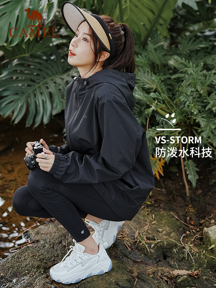 카멜 자켓 탑 여성 2024 가을 여성용 윈드 브레이커 자켓 캐주얼 벨벳 따뜻한 새 방풍 스포츠 자켓
