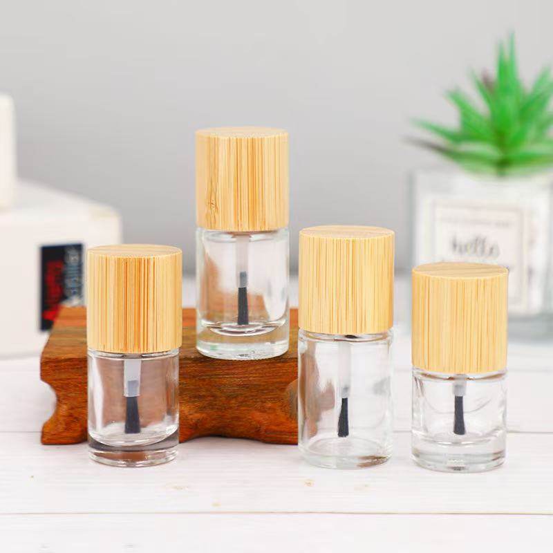 竹木盖指甲油玻璃瓶透明玻璃瓶小号指甲油分装瓶甲油胶瓶美甲工具