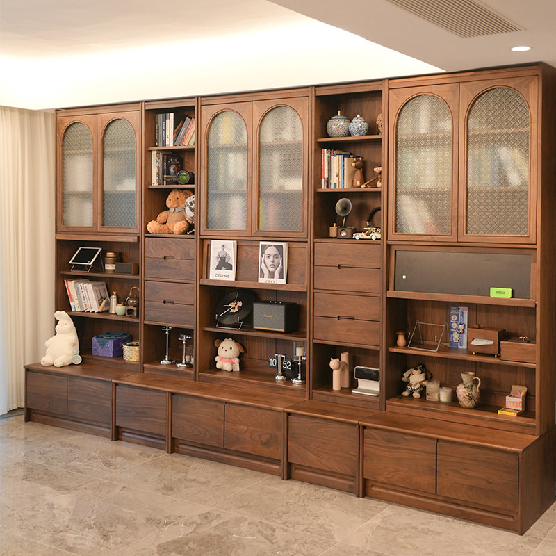 悠然书柜北美黑胡桃木组合书柜