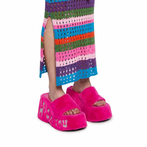 玫粉红色拖鞋女超高厚底增高松糕小个子矮子乐坡跟凉拖鞋毛毛鞋子