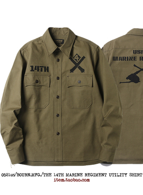 Bourn THE 14TH UTILITY SHIRT大炮图案重磅高密平纹衬衫外套