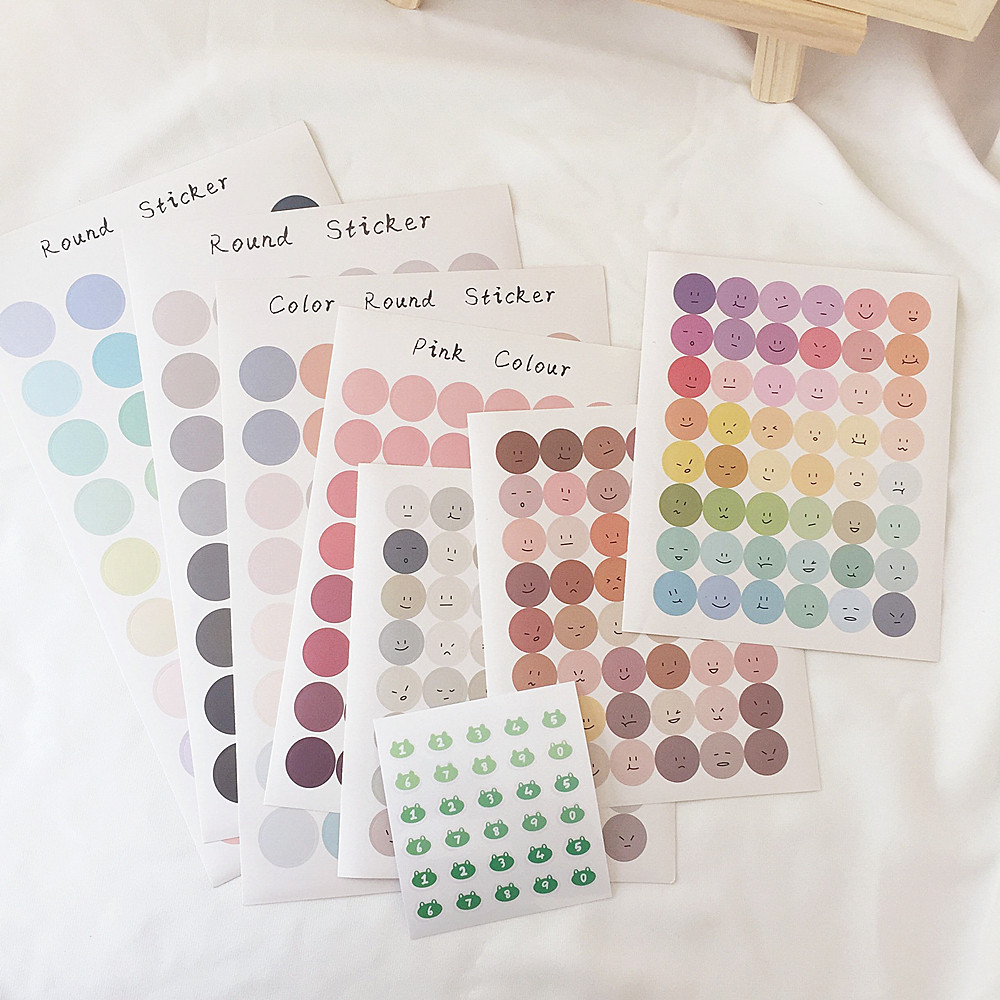 ins彩色圆点贴纸简约手账周边卡片莫兰迪大地色墙贴装饰封口贴