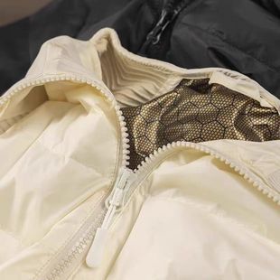 特 羽绒服女D春天家3L46 捡漏 法国高端轻户外拼针织90鹅绒修身