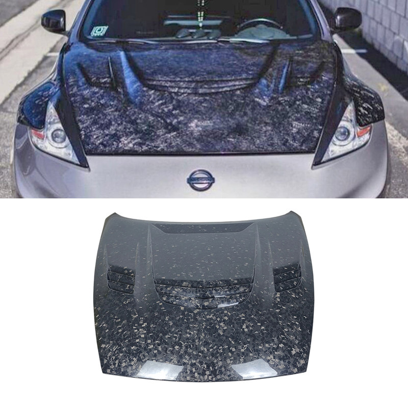 适用日产370Z Z34碳纤维开孔机盖 多孔散热引擎车头盖 替换改装件