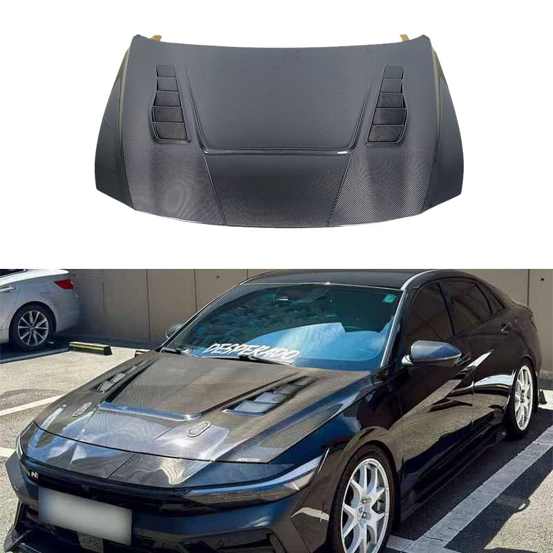 适用现代伊兰特Elantra N 碳纤维开孔款引擎盖 KZ款 前车头盖改装