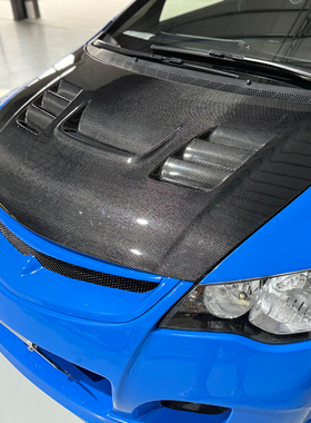 适用本田八代思域Civic FD2碳纤维机盖 INGS款开孔散热引擎车头盖