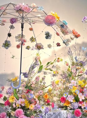 仿真花伞悬浮花店铺氛围