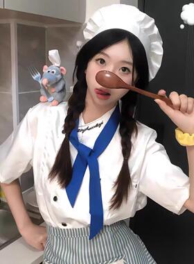 料理鼠王cos厨师服帽子发箍围裙发箍坐肩玩偶挂件迪士尼限定服装