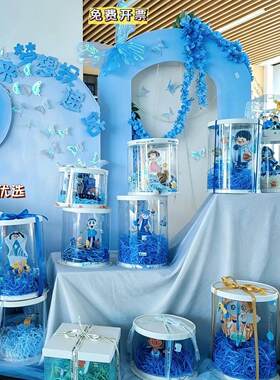 幼儿园蓝色系春夏毕业展季环创手作diy大厅教室美陈夏日主题材料