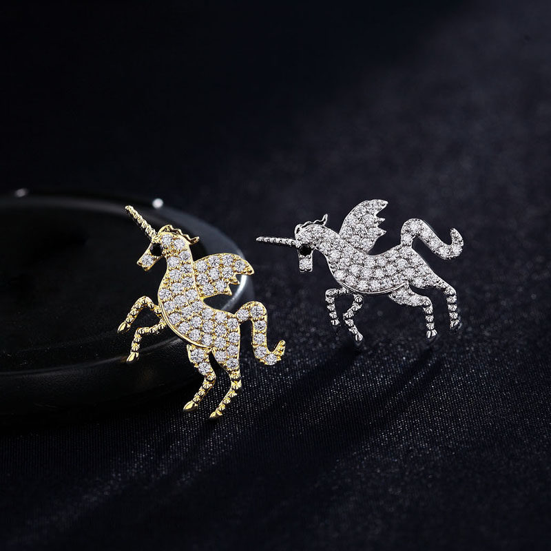 独角兽徽章胸针ins潮个性男创意小领针西服徽章扣针金属胸章配饰