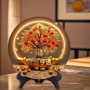 发财树相框摆台财源滚滚招财树装饰画摆件乔迁送礼客厅玄关装饰品