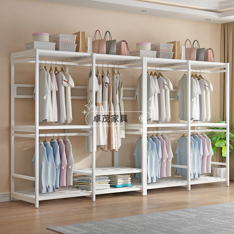 落地步入式金属衣帽间挂衣架组合卧室家用置物架全钢架开放式衣柜