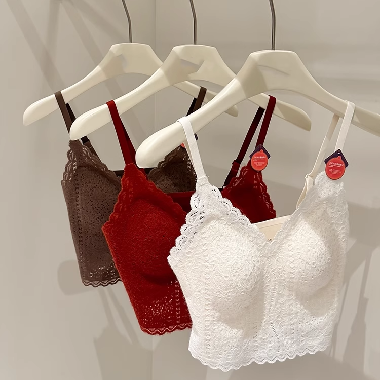 颜值冒泡！精致单品 秋冬磨毛蕾丝发热无钢圈内衣吊带文胸