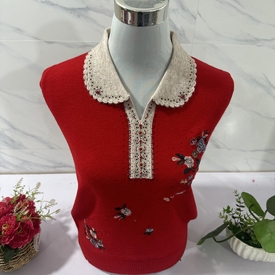 本命年红色羊毛衫女秋冬妈妈毛衣