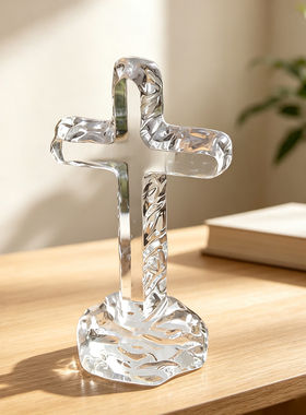 15cm水晶十字架家居摆件 简约室内桌面摆设装饰品 汽车车载摆件