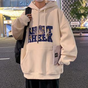 连帽卫衣男国潮头像卡通印花套头上衣服春秋季情侣