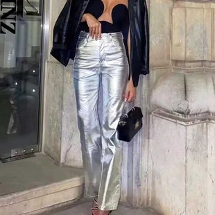 casual pants now Women trousers shiny available girl