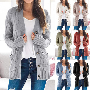 Autumn winter cardigan sweater women's collar long cardigan