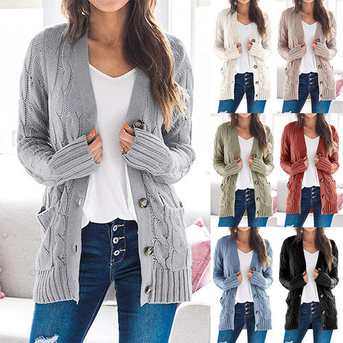 Autumn winter cardigan sweater women's collar  long cardigan