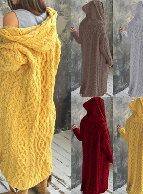 Cardinals, braids, hooded long cardigans, sweaters, women's