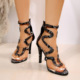 43女高跟凉鞋 high snake 蛇纹大码 shoes women heel sandals