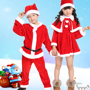 kids Christmas Santa Claus xmas costumes 儿童圣诞演出服饰新
