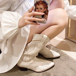 刺绣西部牛仔靴女长靴高筒骑士靴women Embroidery cowboy boots