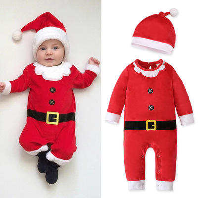 Baby boys girls' Santa Claus long sleeved jumpsuit set kids