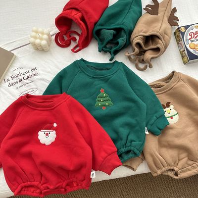 Cartoon Christmas costume with plush insulation for newborns