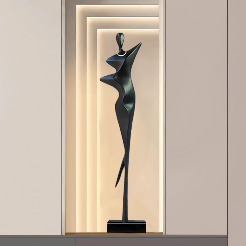 轻奢玄关柜摆件极简长条形艺术人物雕塑客厅酒店落地壁龛高级装饰