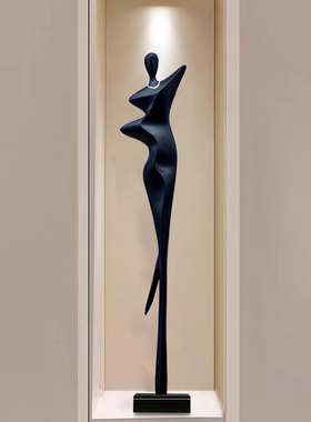 轻奢玄关柜摆件极简长条形艺术人物雕塑客厅酒店落地壁龛高级装饰