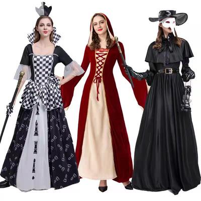 万圣节服装欧洲复古宫廷长裙礼服继母皇后女王女巫吸血鬼扮演服饰