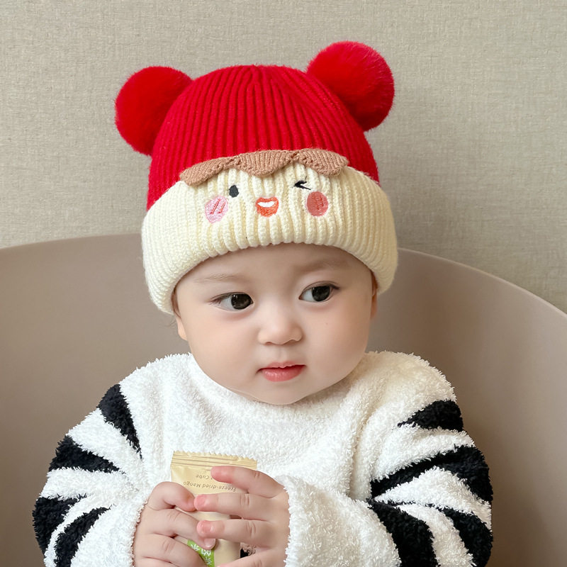 秋冬季婴儿卡通护耳帽毛线保暖帽