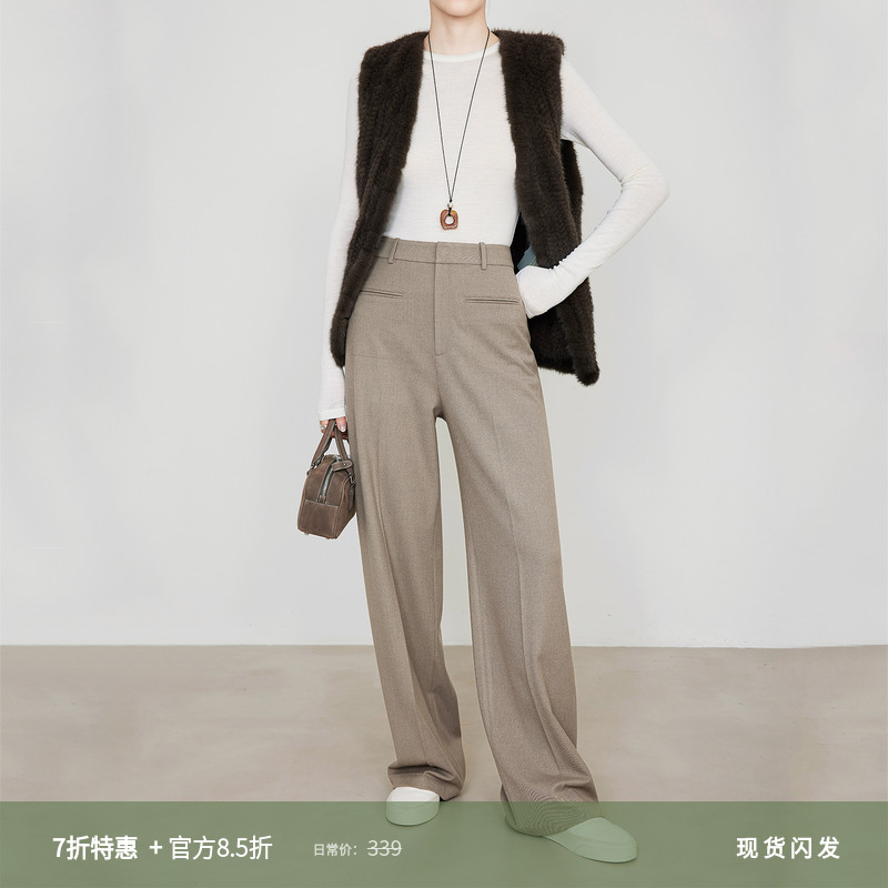 夏莫卡松弛感老钱风显瘦直筒裤