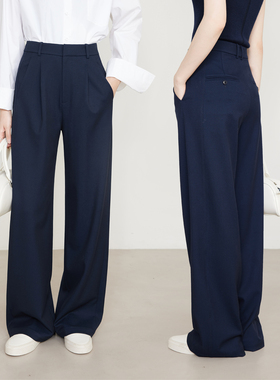夏莫卡藏青色阔腿裤女2026新款镰刀裤高智姐感通勤西装裤加长5280