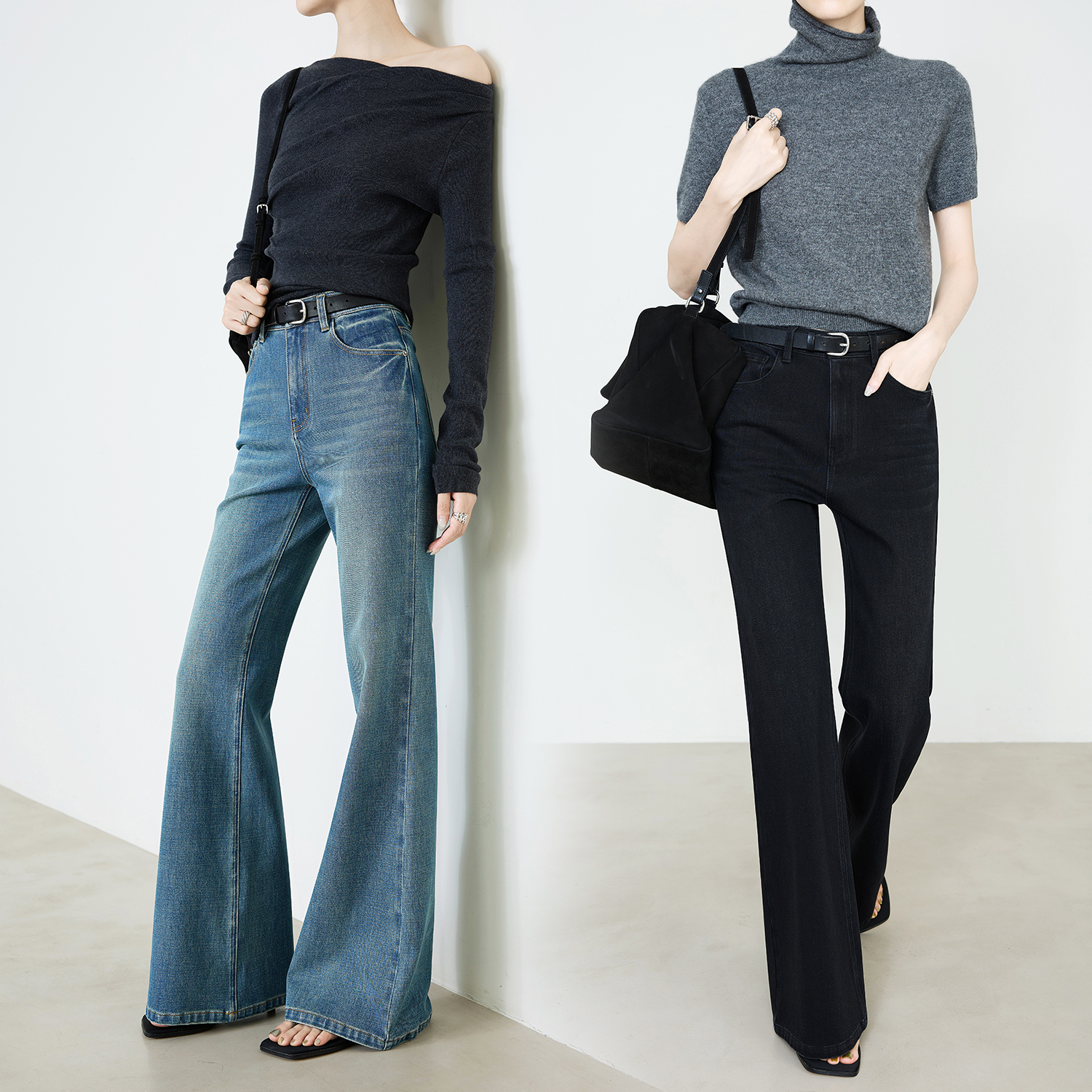 夏莫卡爆款竹竿腿牛仔喇叭裤加长