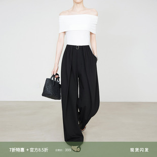 子寬松休閑直筒西裝 夏莫卡黑色闊腿褲 老錢(qián)風(fēng)褲 褲 女夏新款 加長(zhǎng)6801
