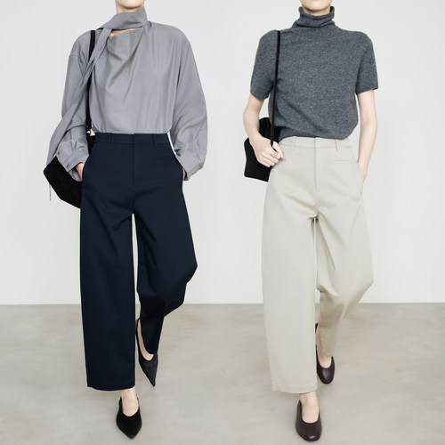 夏莫卡重磅轻奢通勤显瘦九分西裤