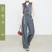 设计感屁帘裤 夏莫卡裙帘灰色西装 天丝羊毛直筒裤 女2026新款 6906 裤