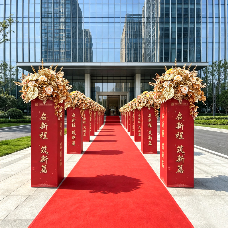 金色立柱花球仿真花艺开业庆典商场路引楼盘交付剪彩装饰花艺摆件