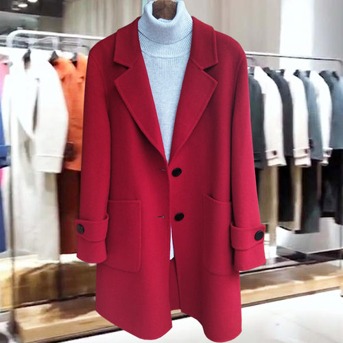 胖mm宽松中长款毛呢外套200斤