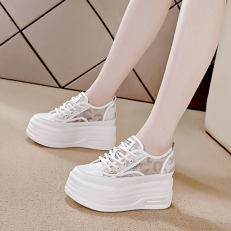 内增高小白鞋女爆款网面厚底