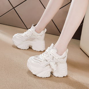 真皮运动女鞋 9CM内增高老爹鞋 巨好看厚底松糕爆款 新款 女2026春季