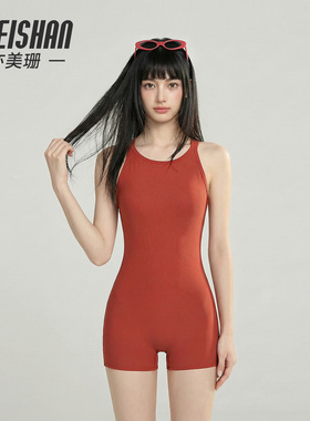 亦美珊竞速泳衣女游泳馆专用专业连体平角2026新款高级感红色成人