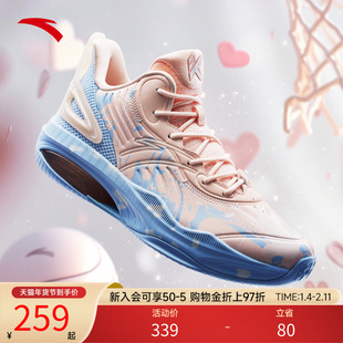 安踏高帮篮球鞋男粉色KT3气垫专业减震汤普森2026新款水花运动鞋