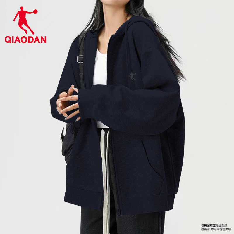 乔丹连帽开衫女款2025春季新款正品休闲宽松卫衣运动上衣外套女装