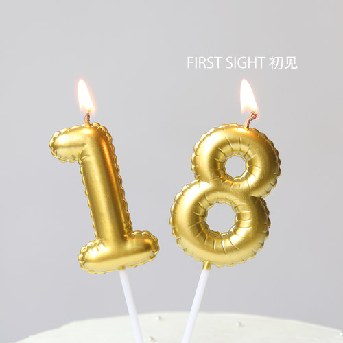金色生日数字蜡烛蛋糕装饰创意插件儿童周岁派对氛围感布置拍照